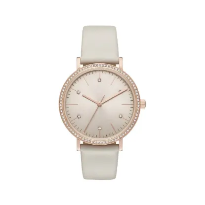 Picture of Joker & Witch Halo Sunray Dial Off-White PU Strap Rhinestone Watch for Women