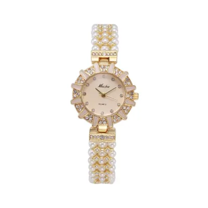 Picture of Women's Quartz Watch with Round Rhinestone Dial and Ordinary Glass Mirror